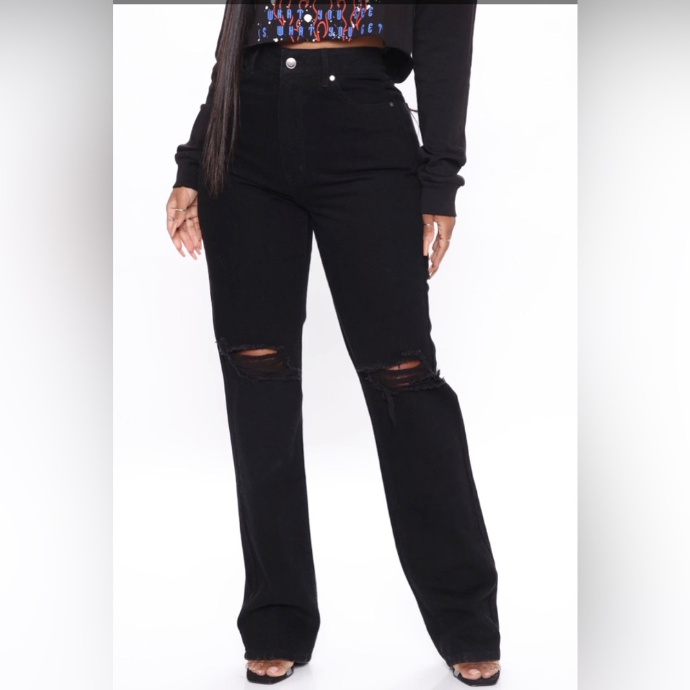 Black Fashion Nova distressed jeans